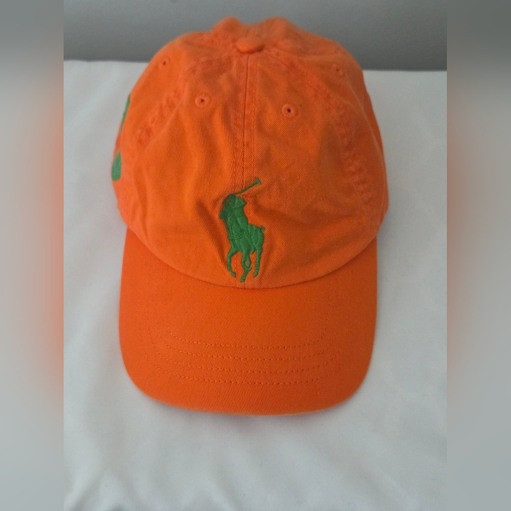 Ralph Lauren Boys Orange Cap with Green Pony Logo